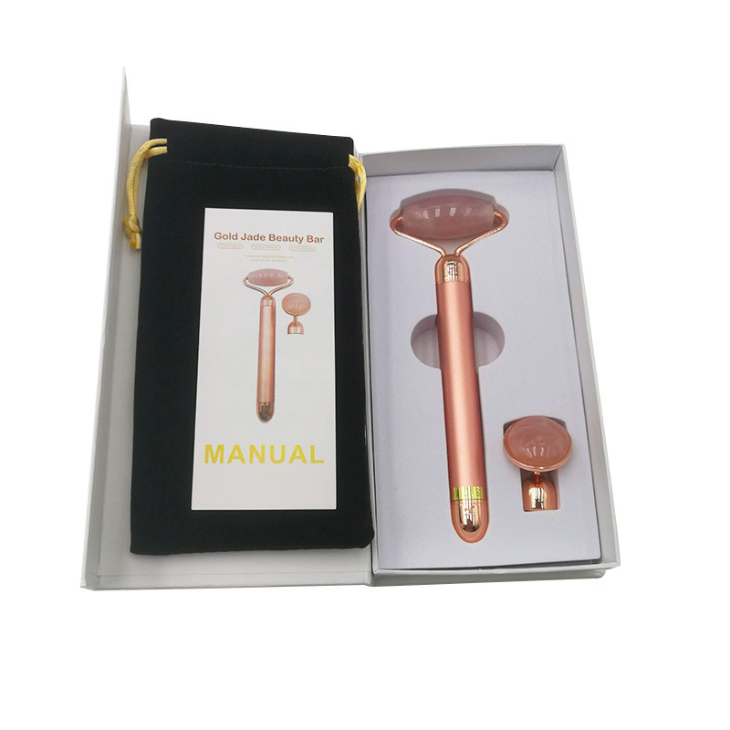 Jade Roller Stone - Rolo de quartzo rosa massageador elétrico
