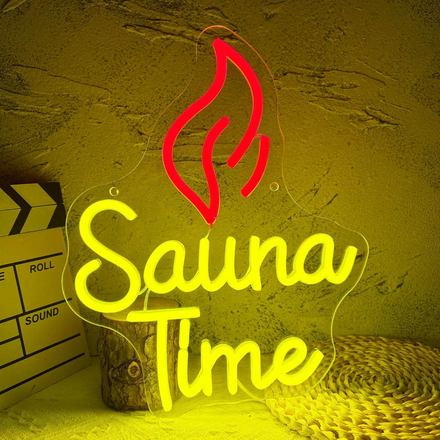 Home Spa Wellness - Letreiro Neon Sauna Time com Luzes