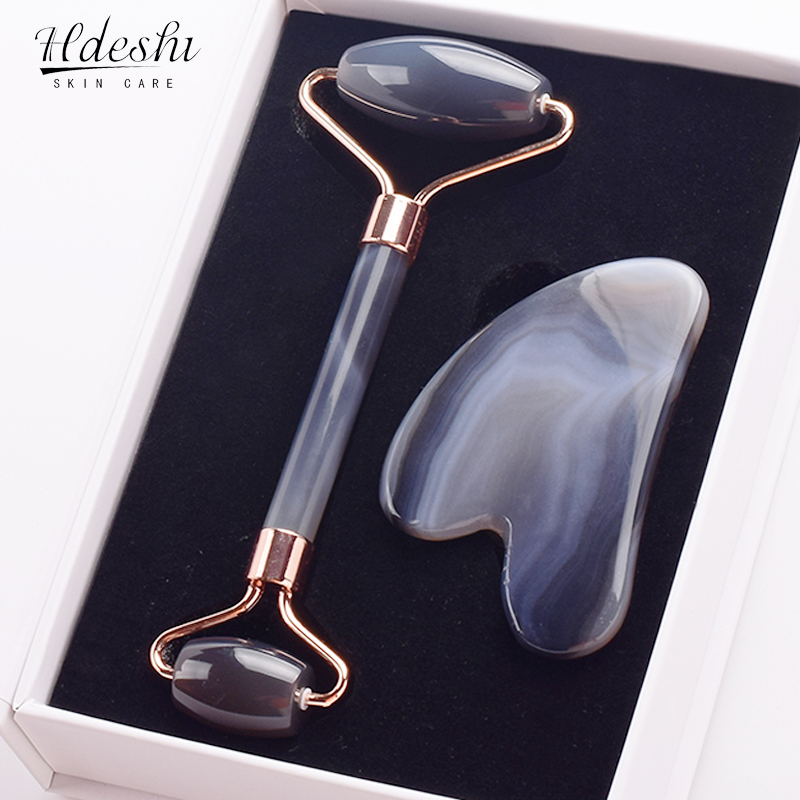 Jade Roller Stone - Agata cinza jade rolo massageador guache