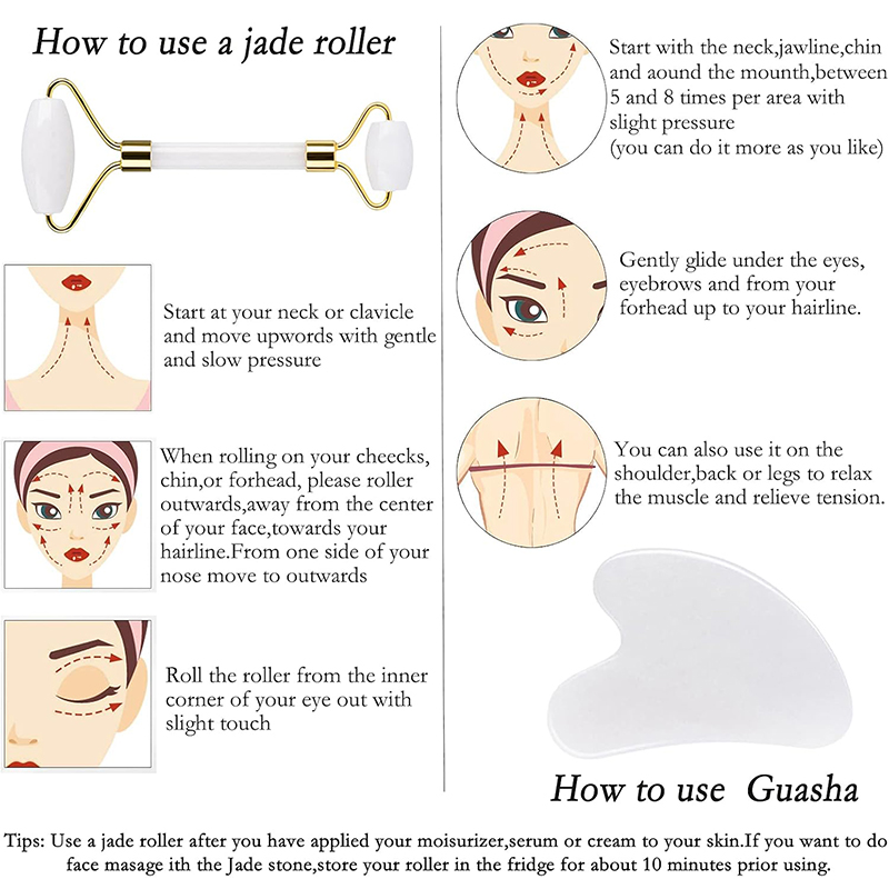 Rolo de jade natural rosto gua - Jade Roller Stone avaliação e preço